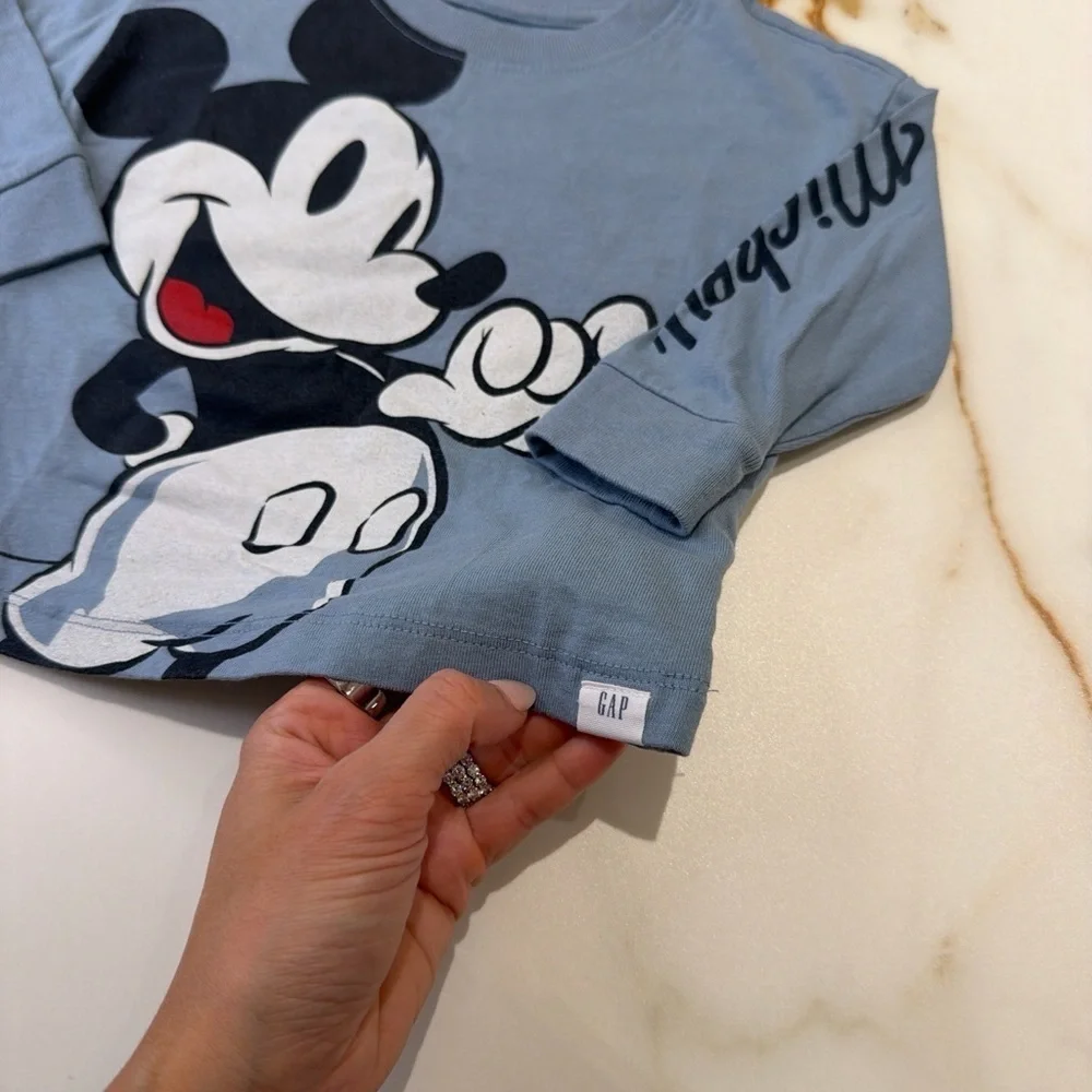 GAP Blue Long Sleeve Tee with Mickey Mouse